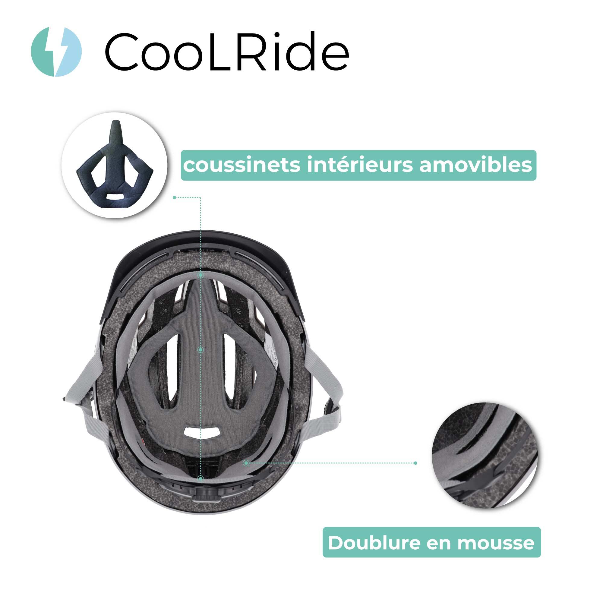 Casque vélo adulte avec LED 59-61 cm Multisport Gris avec visère intégrée 4/7