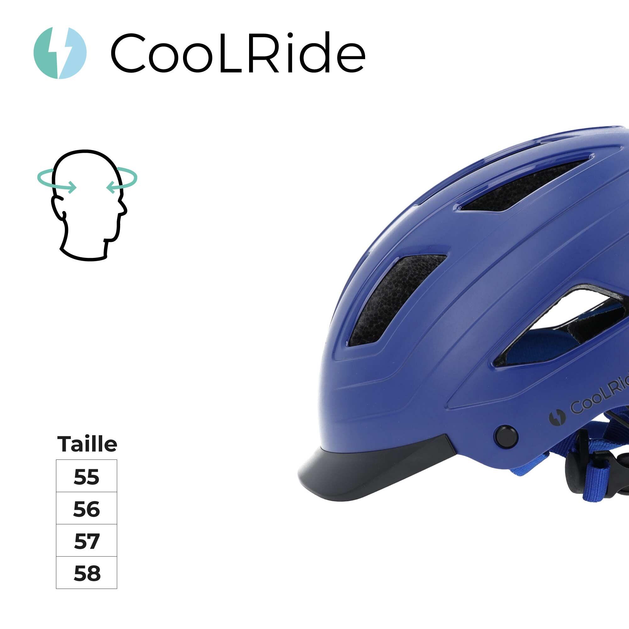 Casque vélo adulte avec LED 55-58 cm Multisport Bleu avec visère intégrée 3/7