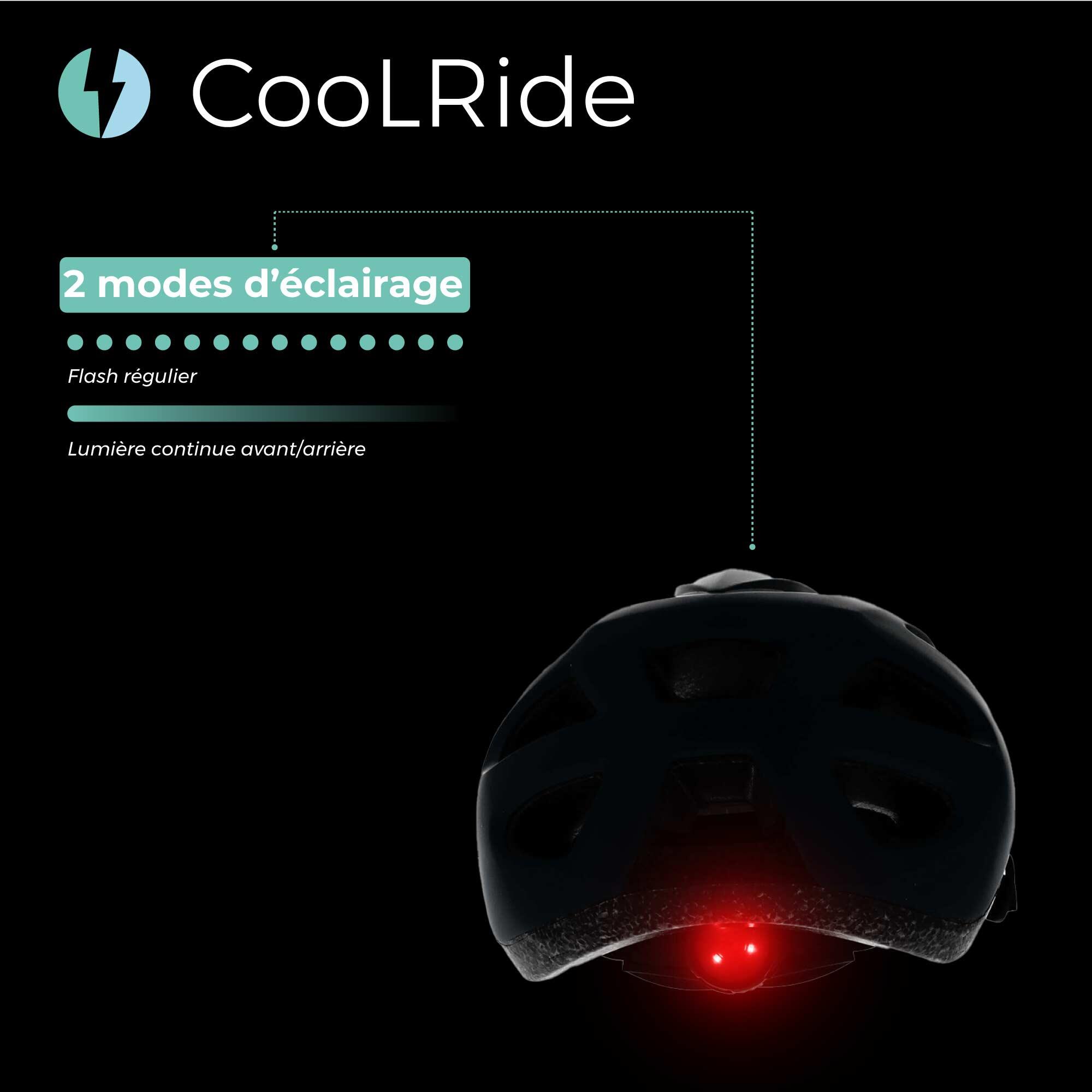 Casque vélo adulte avec LED 54-61 cm Multisport Noir/Bleu avec visère intégrée 7/7
