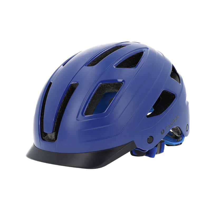 Casque vélo adulte avec LED 55-58 cm Multisport Bleu avec visère intégrée