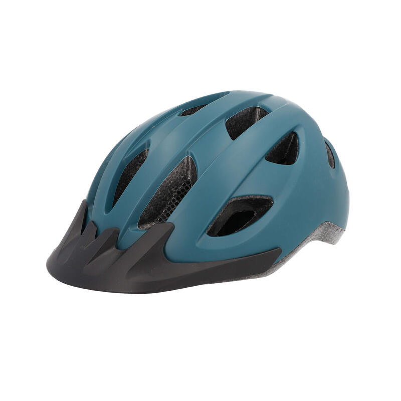 Casque vélo adulte avec LED 54-61 cm Multisport Noir/Bleu avec visère intégrée