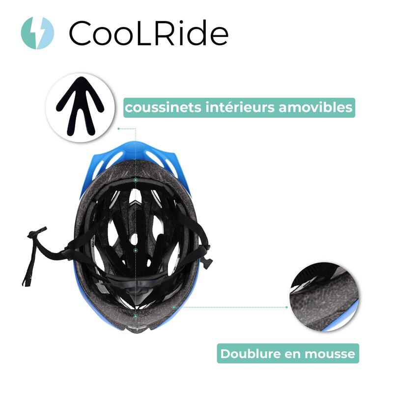 Casque vélo adulte 58-62 cm Multisport Noir/Bleu avec visère intégrée