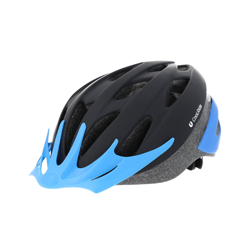 Casque vélo adulte 58-62 cm Multisport Noir/Bleu avec visère intégrée