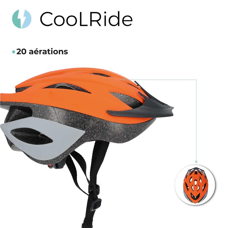 Casque vélo junior 54-58 cm Multisport Orange avec visère intégrée