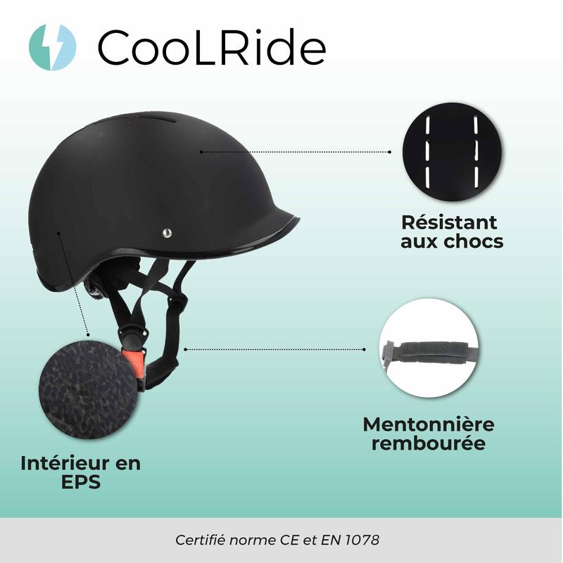 Casque vélo adulte 55-58 cm Multisport Noir mat avec visère intégrée