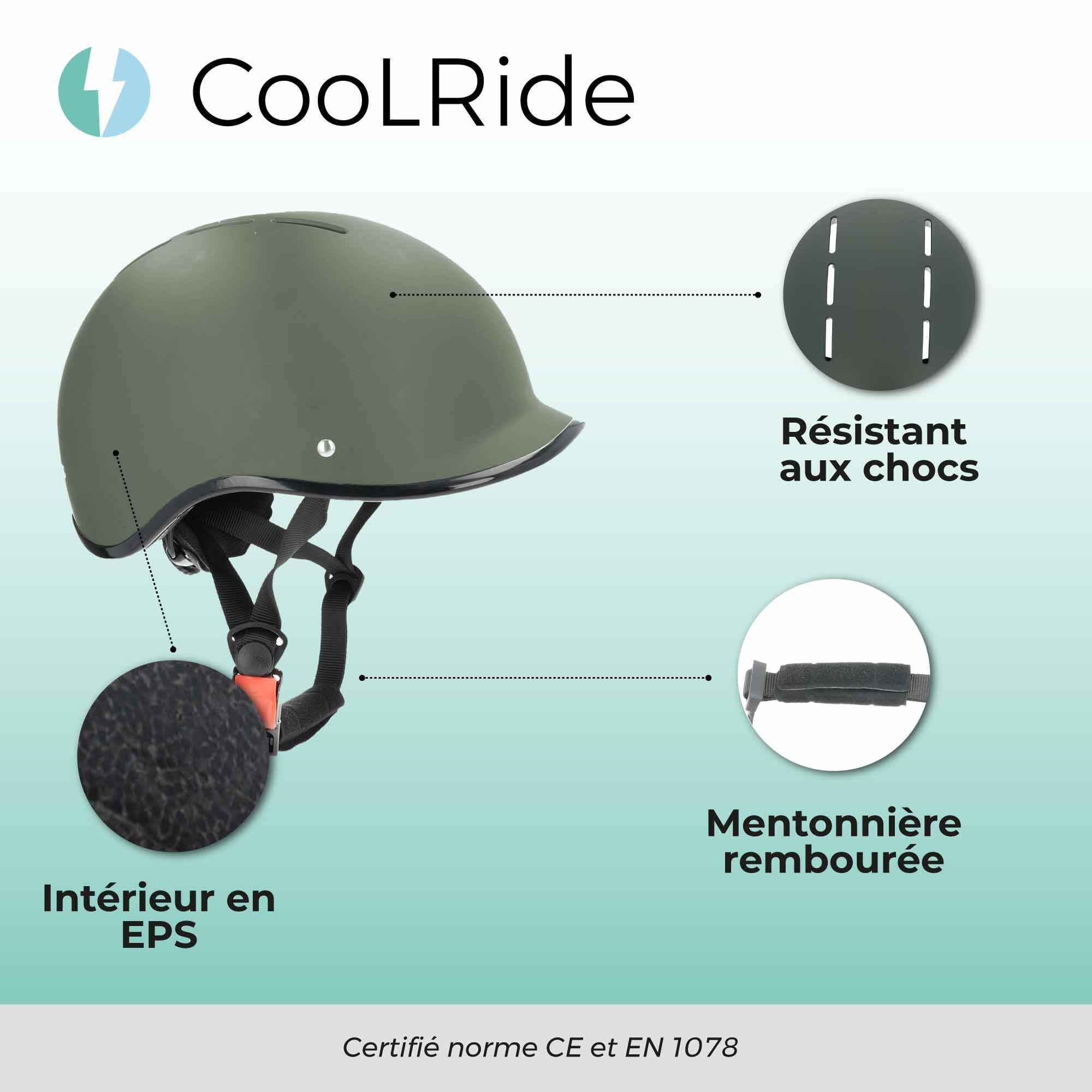Casco de bicicleta adulto 55-58 cm Multideporte Kaki con visera integrada 3/6