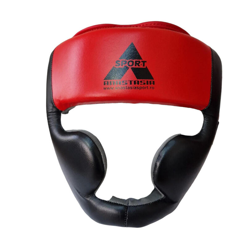 Casca box Anastasia Sport, piele naturala, marime L/XL, culoare rosie cu negru