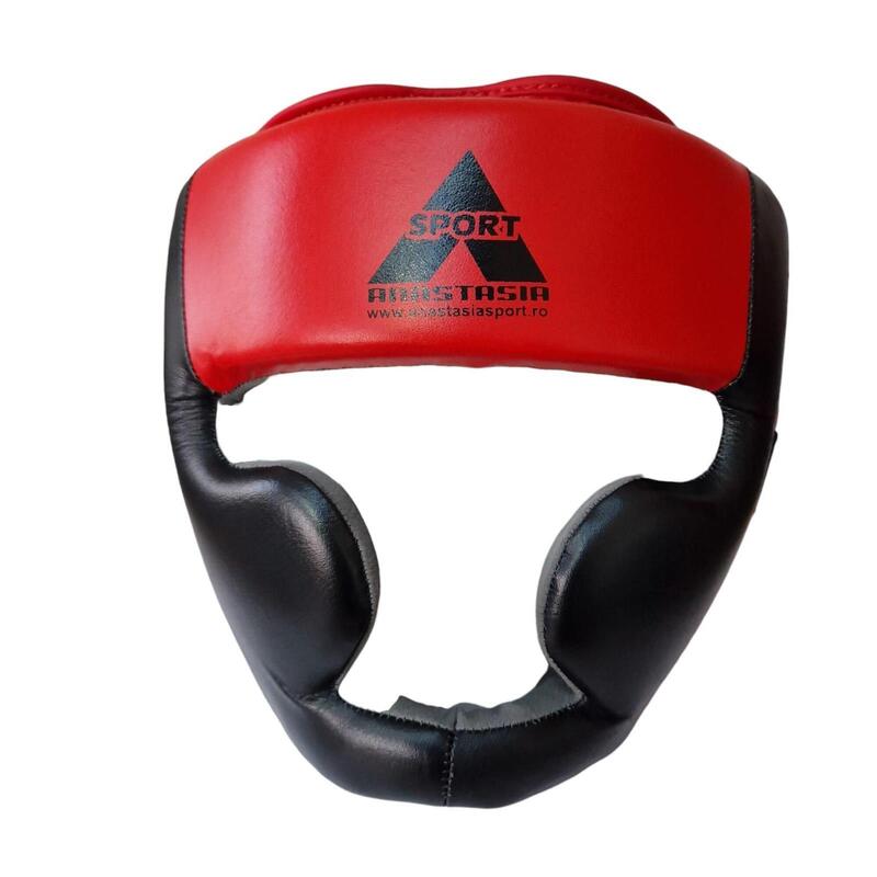 Casca box Anastasia Sport, piele naturala, marime L/XL, culoare rosie cu negru