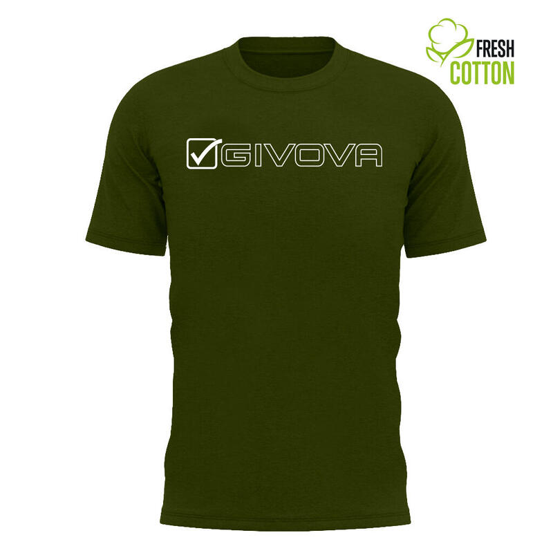 Tricou Givova Mondo, bumbac, Verde Militar/Alb, XL