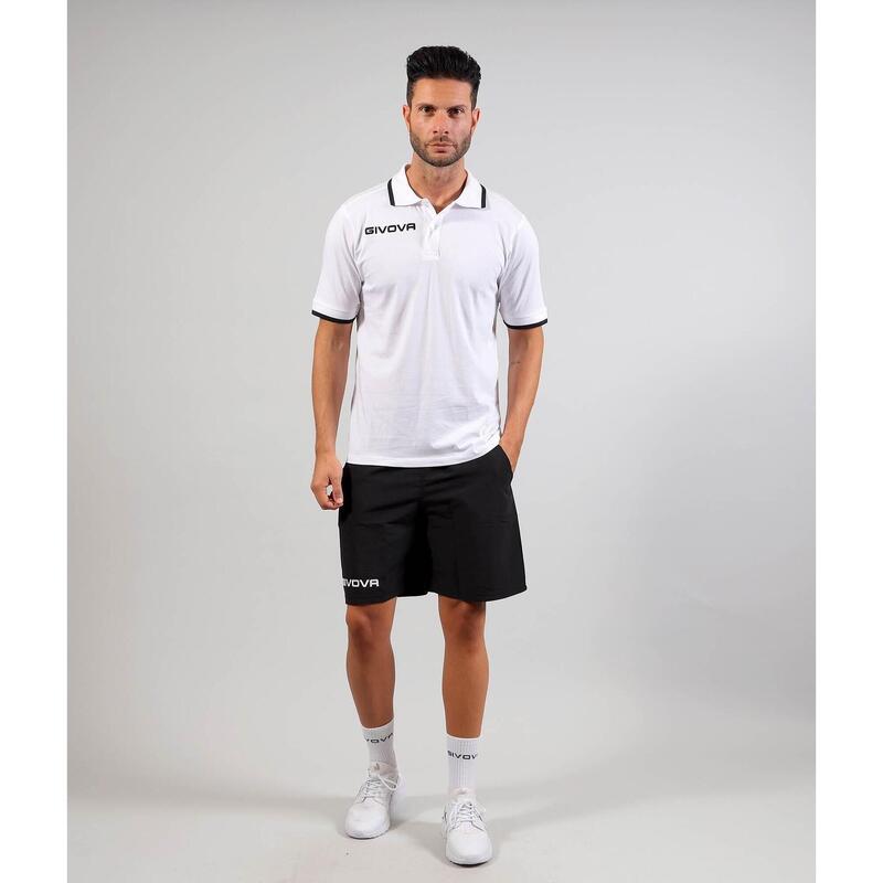 Kit Givova Street tricou polo și bermude microfibră alb/negru M