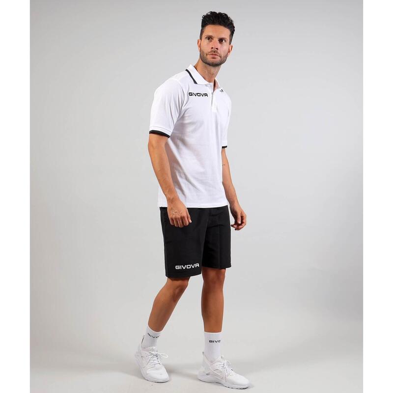 Kit Givova Street tricou polo și bermude microfibră alb/negru M