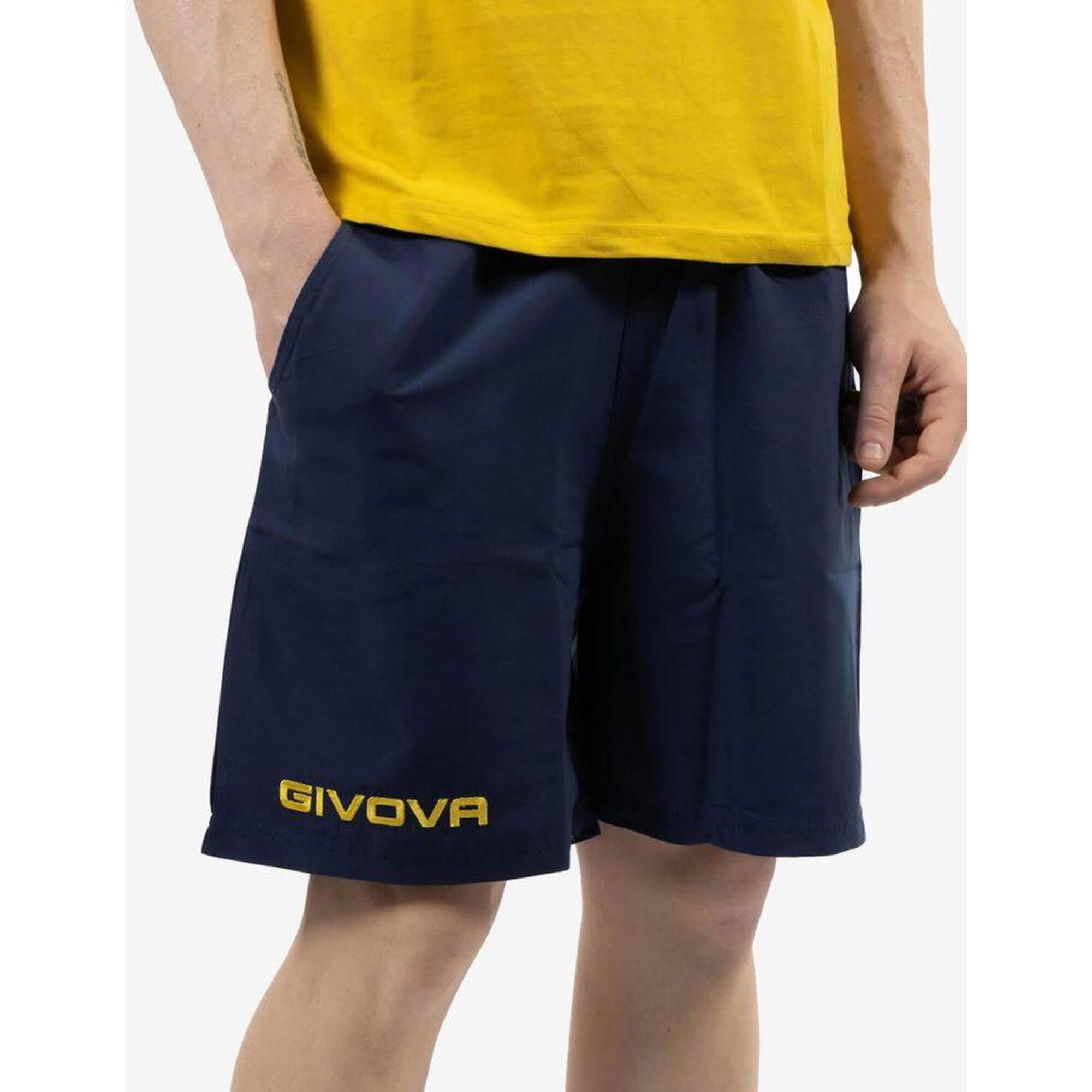 Kit Givova Street, polo din bumbac și bermude microfibră, galben/bleumarin XL