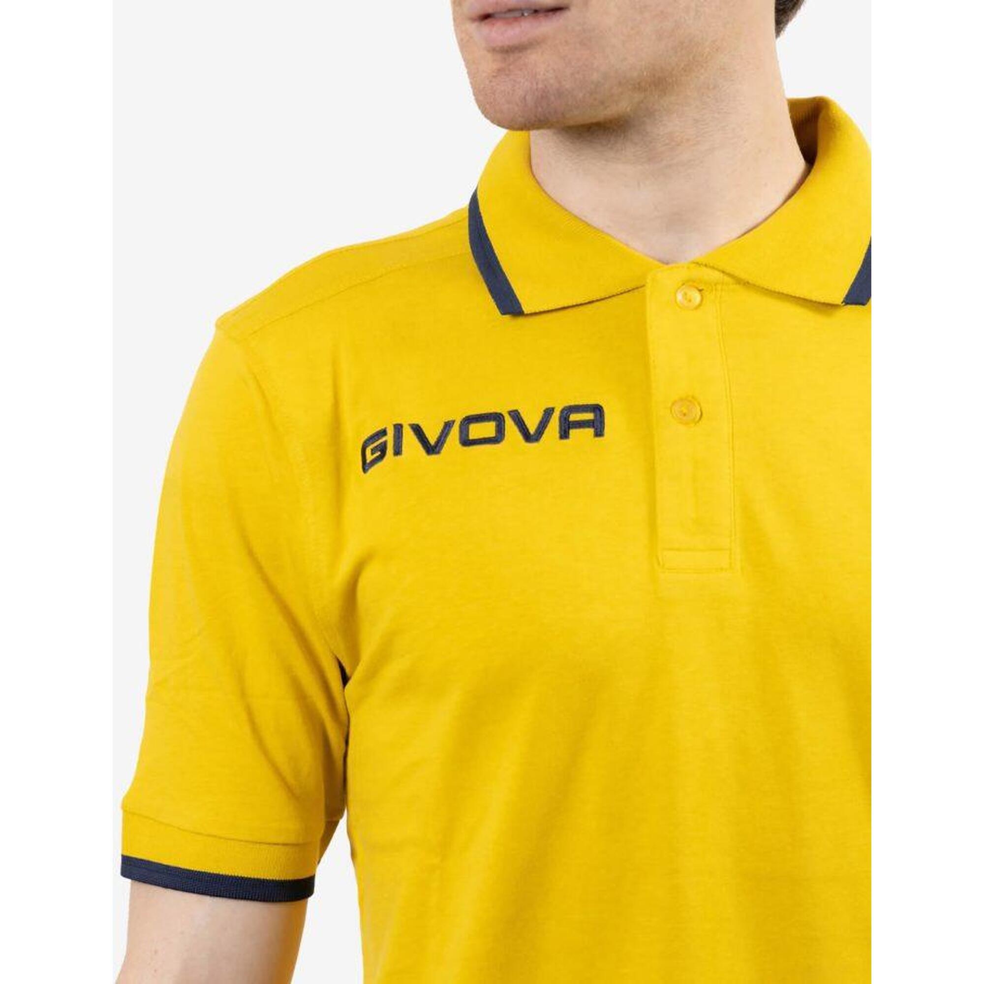 Kit Givova Street, polo din bumbac și bermude microfibră, galben/bleumarin XL