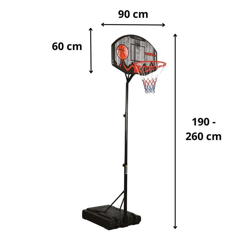 Basketbalpaal - Memphis - 190 cm tot 260 cm hoog - Verstelbaar