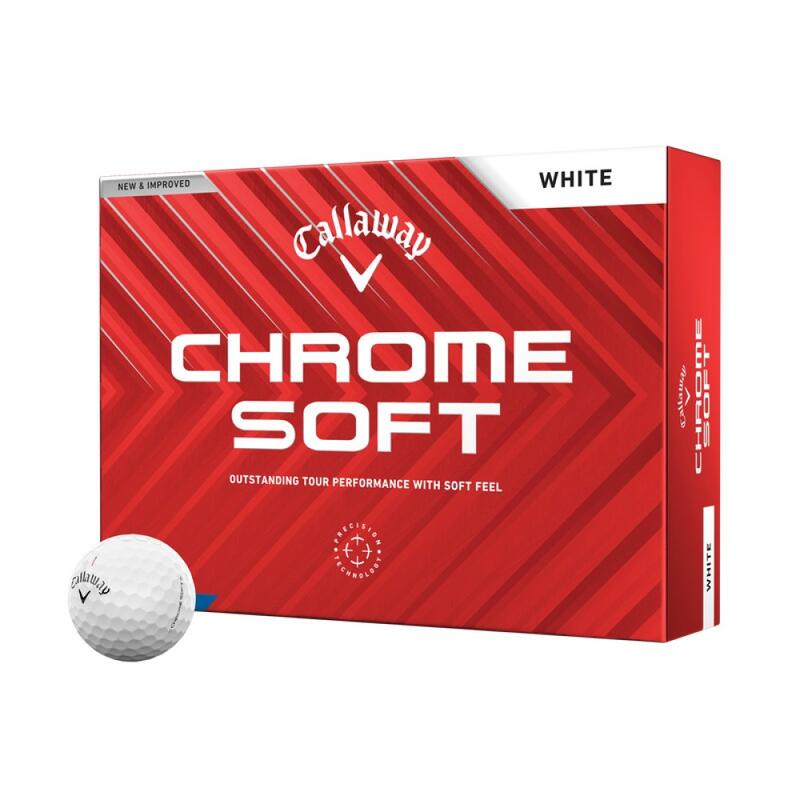 Packung mit 12 Golfbällen Callaway Chrome Soft Weiß NEU