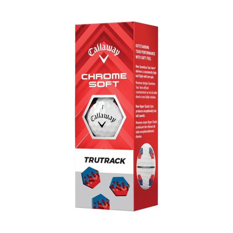 Caixa de 12 bolas de golfe brancas Chrome Soft TruTrack Callaway