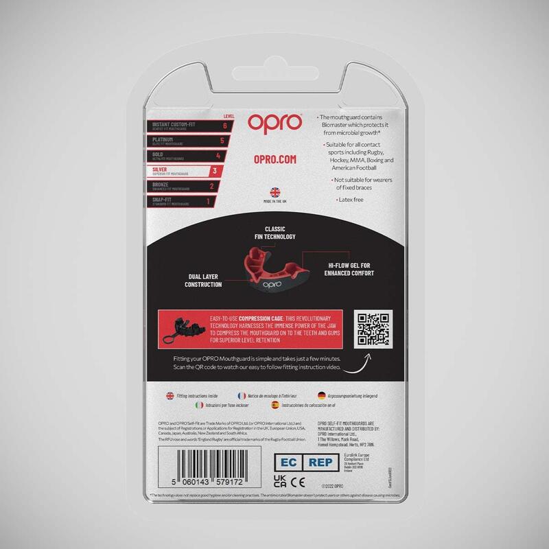 OPRO Gebitsbeschermer Self-Fit Silver-Edition V2 Zwart/Rood Junior