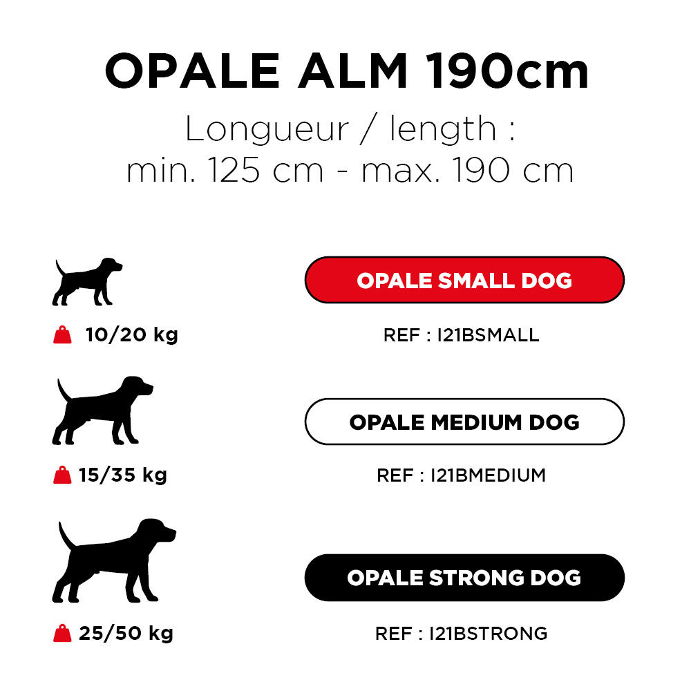 Cordino Canicross OPALE ALM 190cm - CANE MEDIO 5/7