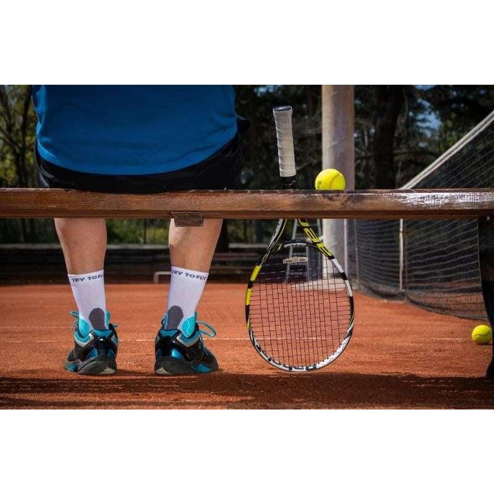 Sosete pentru tenis Fusion Alb Negru Turcoaz