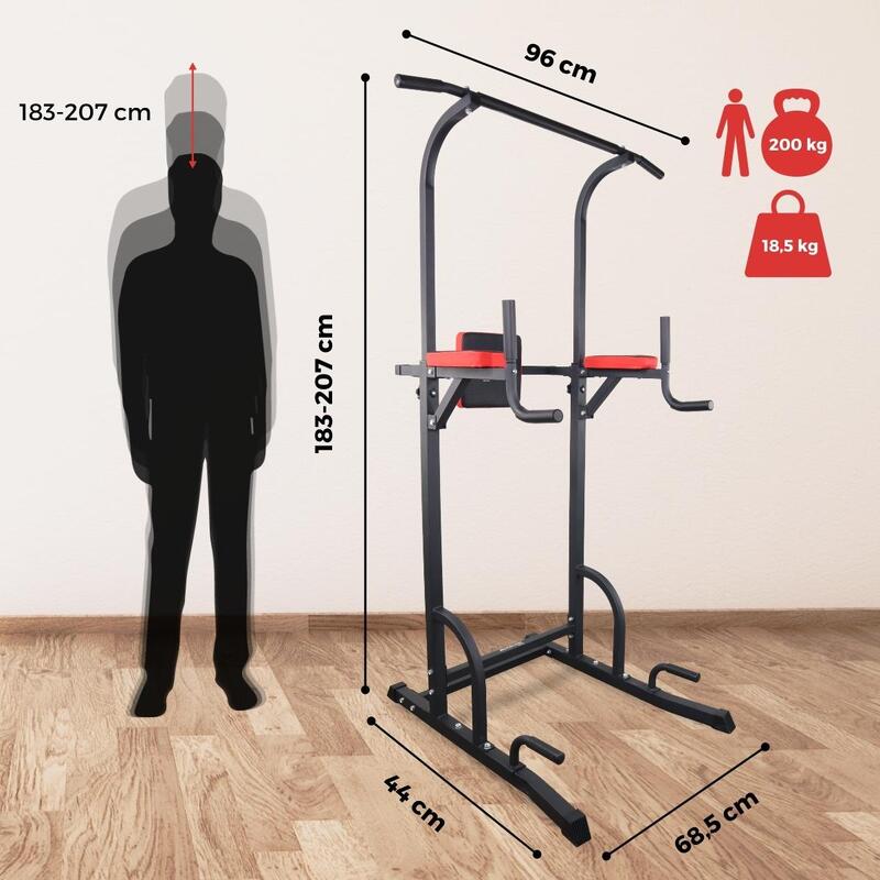 ESTAÇÃO DE MUSCULAÇÃO COM PULL-UP BARRA FIRME TREINO COMPLETO AÇO Máx. 200 kg