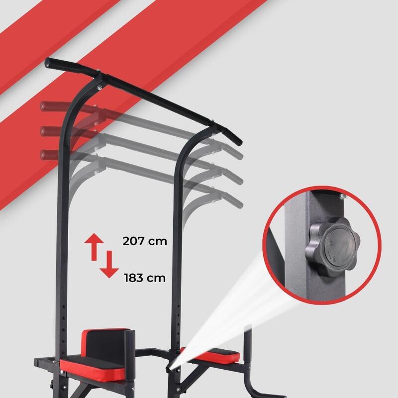 ESTAÇÃO DE MUSCULAÇÃO COM PULL-UP BARRA FIRME TREINO COMPLETO AÇO Máx. 200 kg