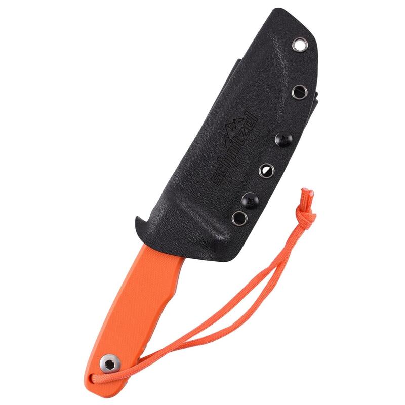 Schnitzel TRI Feststehendes Outdoormesser mit G10 Griff in Orange