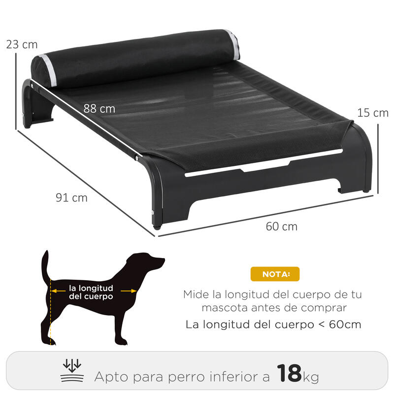 PawHut Cama Elevada para Mascotas Perros Gatos Tela Transpirable