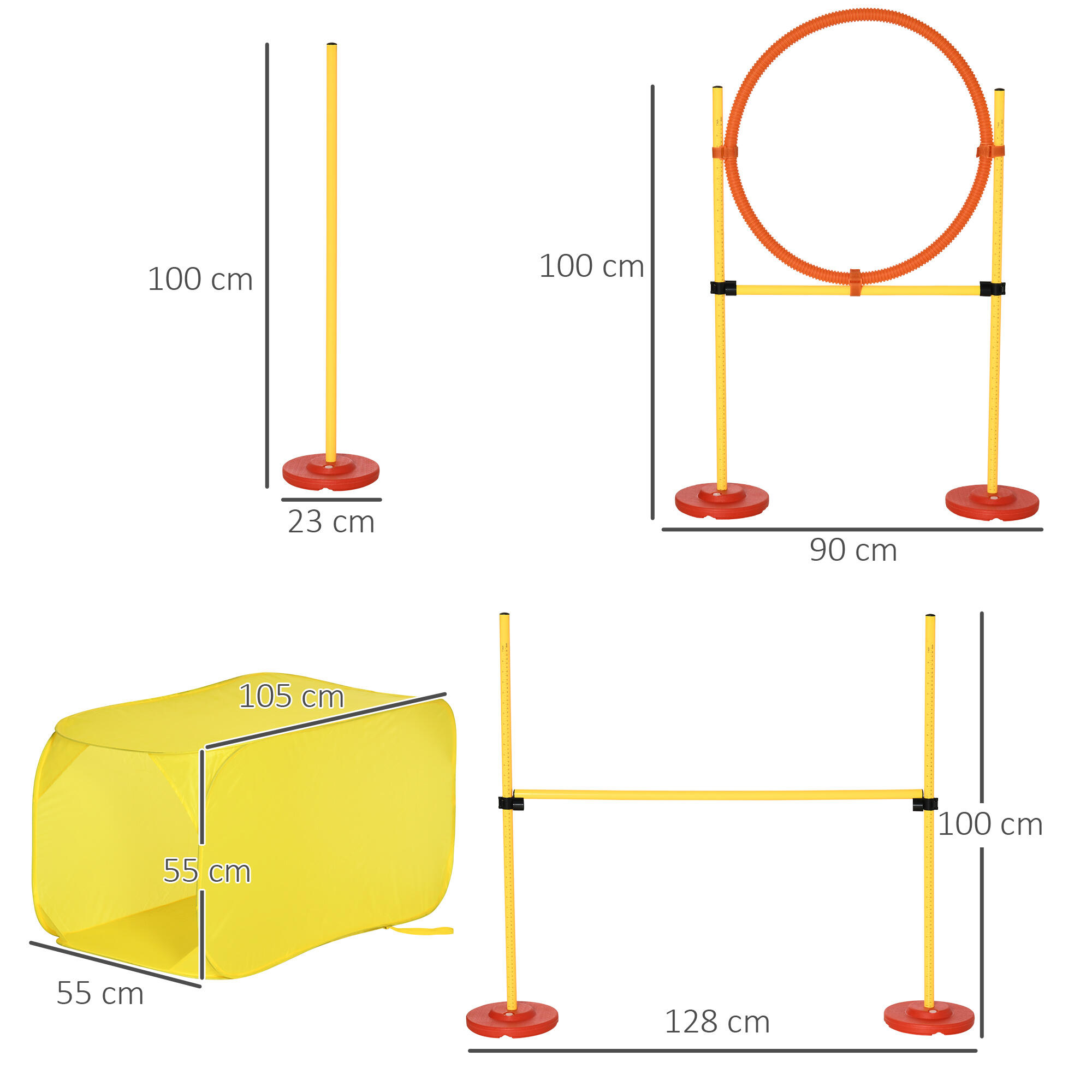 Conjunto de Entrenamiento para Mascotas PawHut 128x23x100 cm Amarillo 3/7