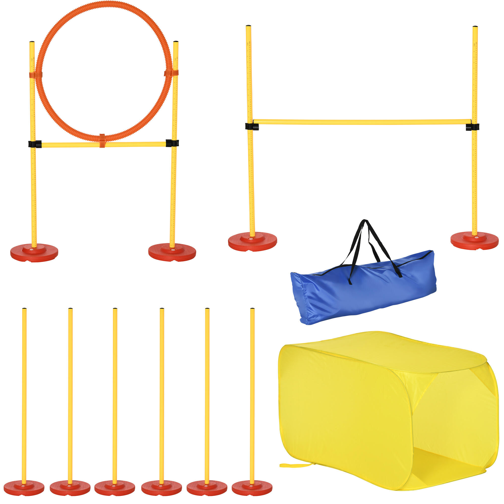 PAWHUT Conjunto de Agilidade para Animal de Estimação 128x23x9-100cm Amarelo PawHut
