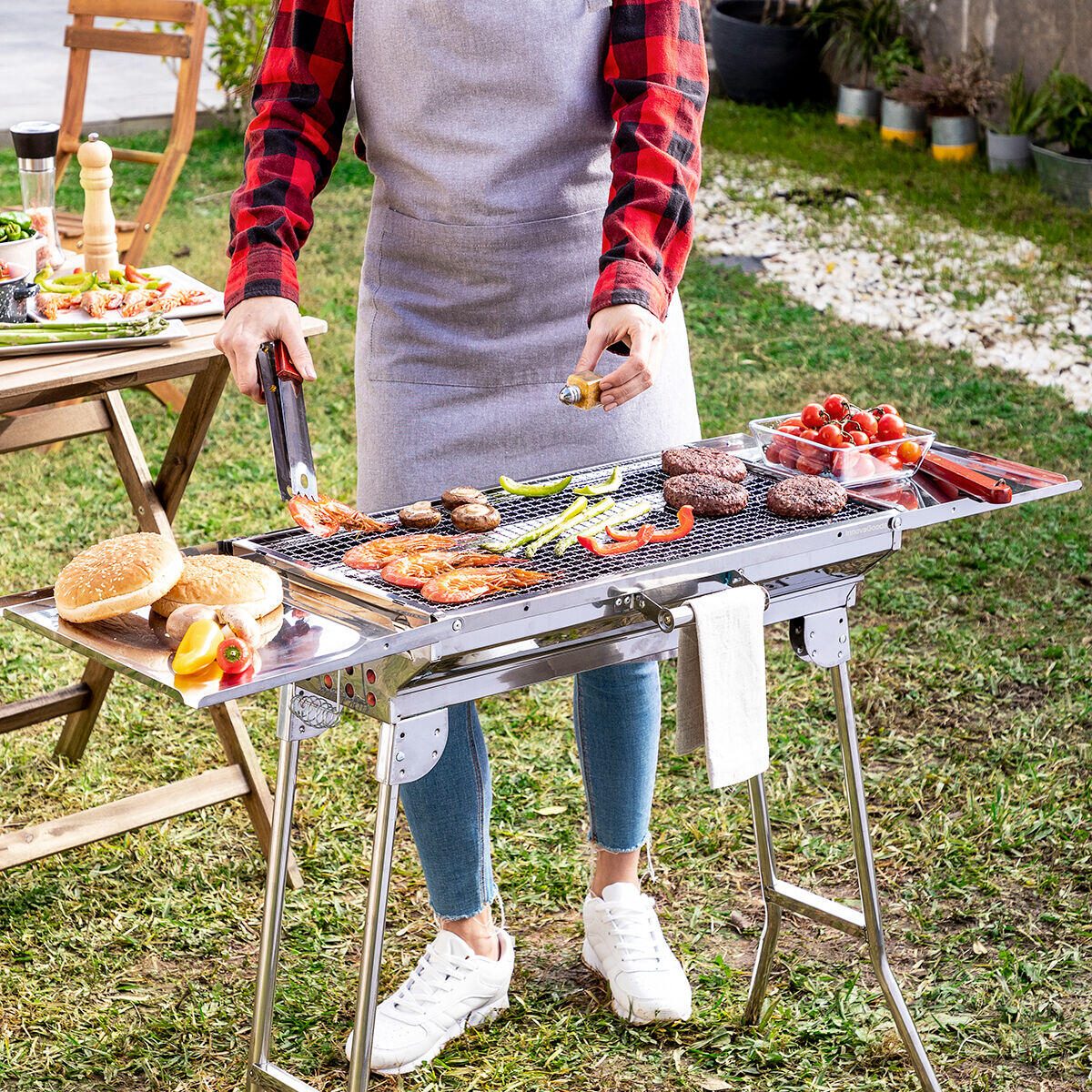 Barbecue Grill RVS Barbecue Opvouwbare Draagbare Outdoor Barbecue Houtskoolgrill Gebruikt voor Picknick Tuin Terras Camping Trip