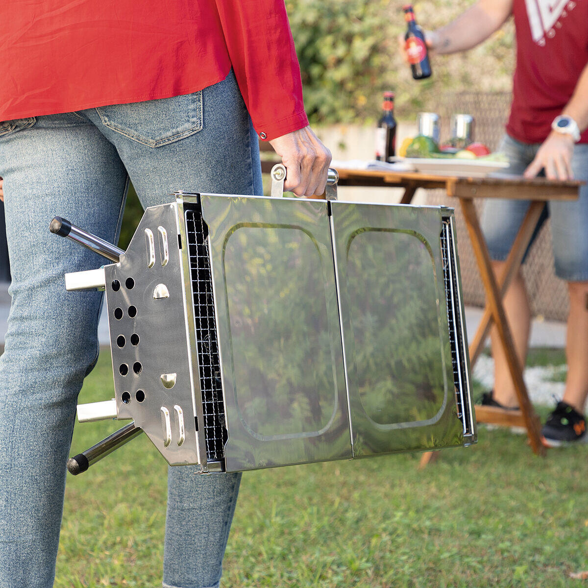 Barbecue Pieghevole in Acciaio Inossidabile a Carbone InnovaGoods Carbone 4/5