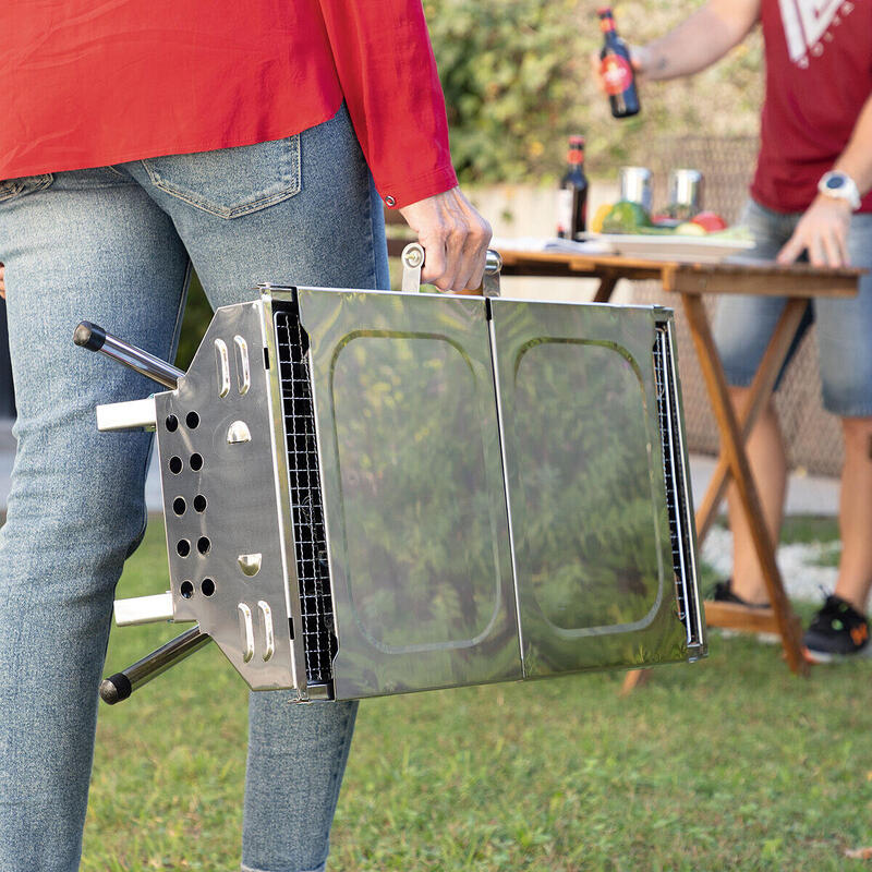 Barbecue au Charbon de Bois Pliable en Acier Inoxydable InnovaGoods Charbon