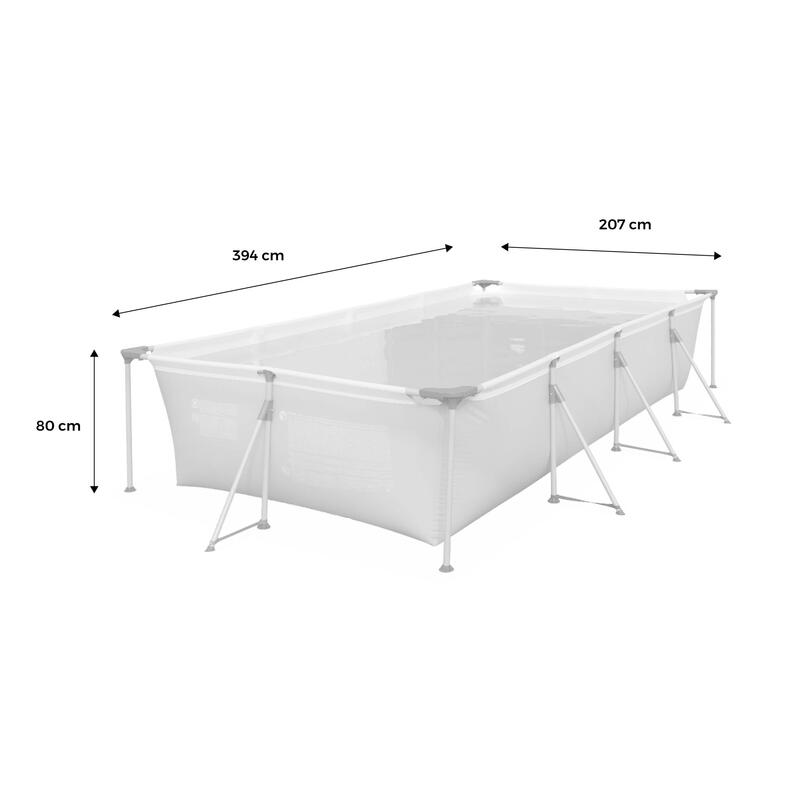 Piscine hors sol tubulaire, rectangulaire grise 4X2  | sweeek