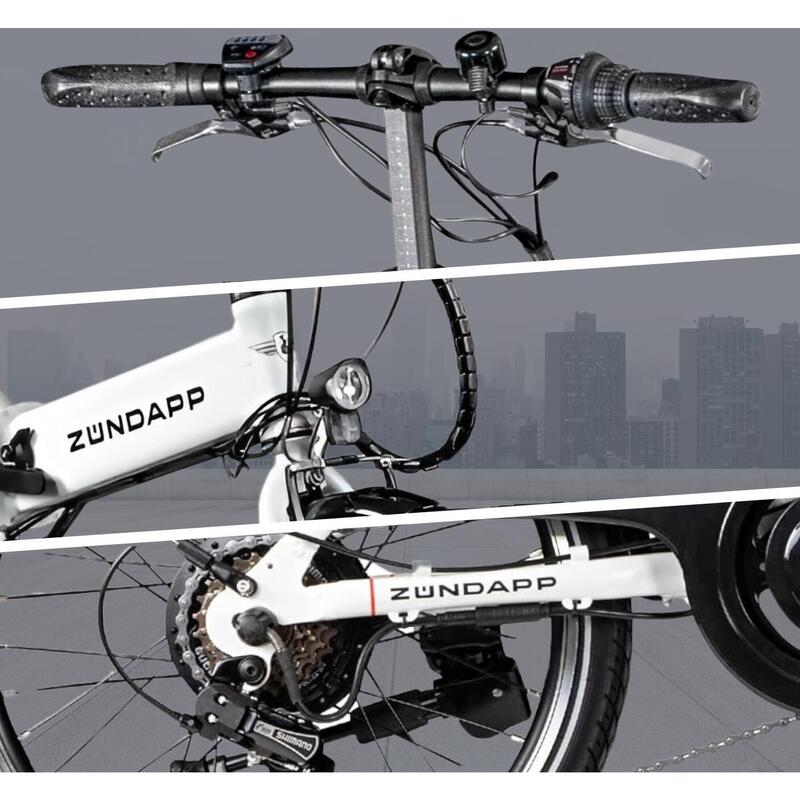 Rower elektryczny składany Zundapp rama 15 cali koło 20  biały