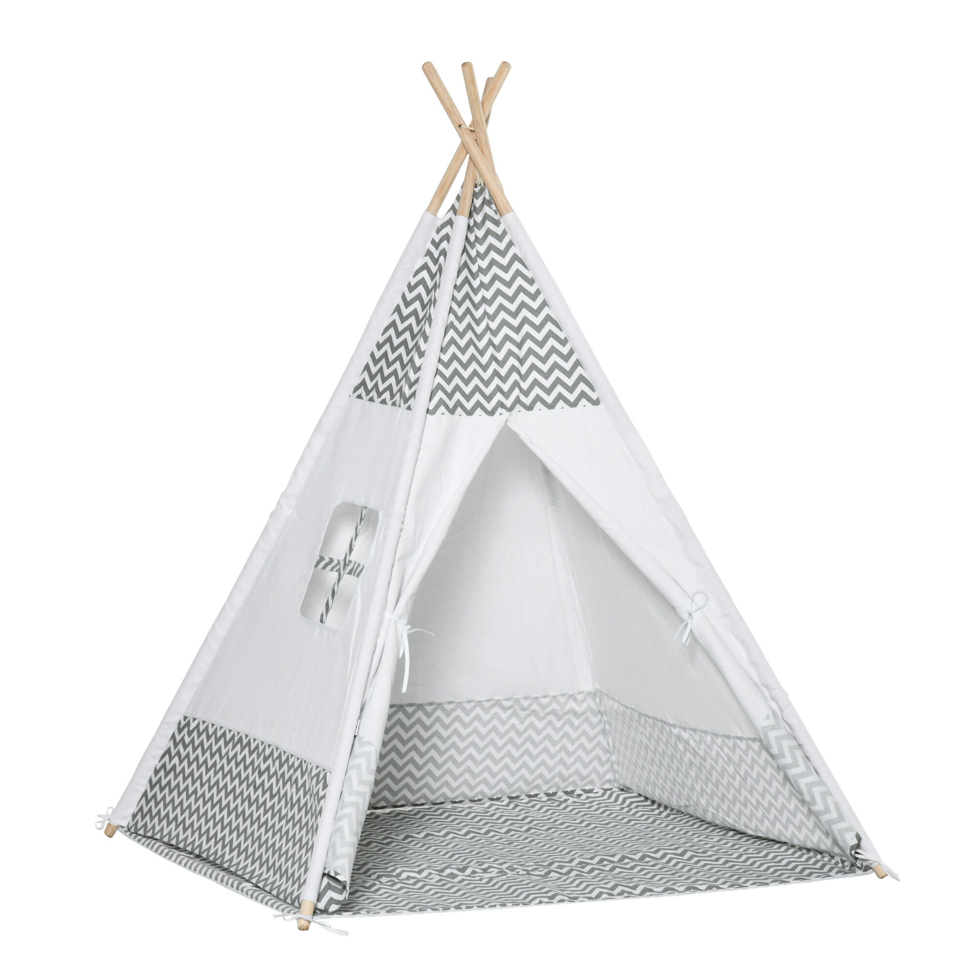 Tenda Tipi Infantil HOMCOM 120x120x155 cm Cinza claro
