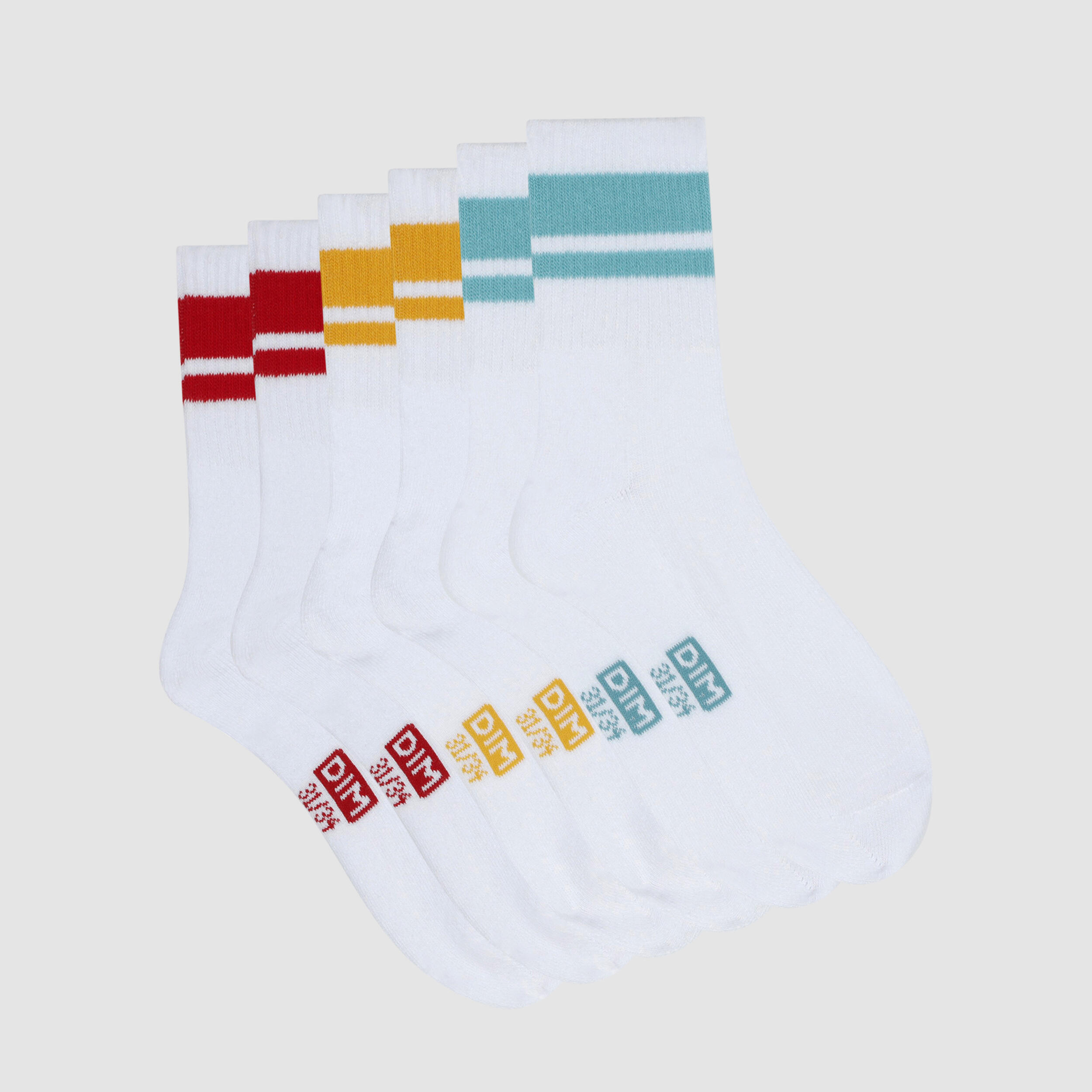 Lot de 3 paires de chaussettes rayées Enfant Dim Sport 3/6