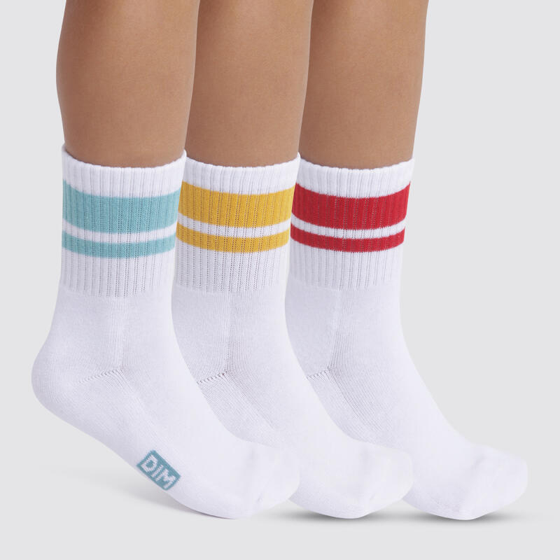 Lot de 3 paires de chaussettes rayées Enfant Dim Sport