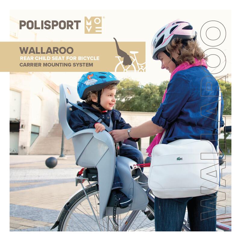 Silla Bicicleta fijácion Trasera Portaequipajes Walaroo Gris Escuro y Naranja