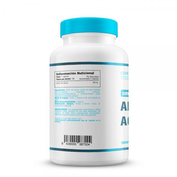 Ácido Alfa Lipoíco - 100 Cápsulas Vegetales de Smart Supplements