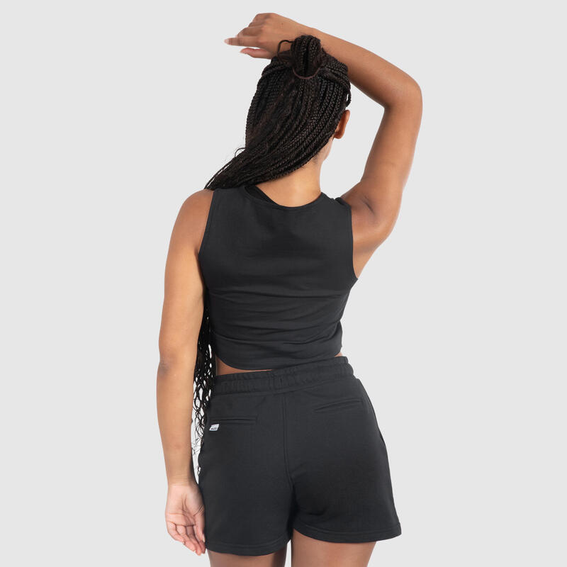 Damen Crop Top Rosina Schwarz für Sport & Freizeit