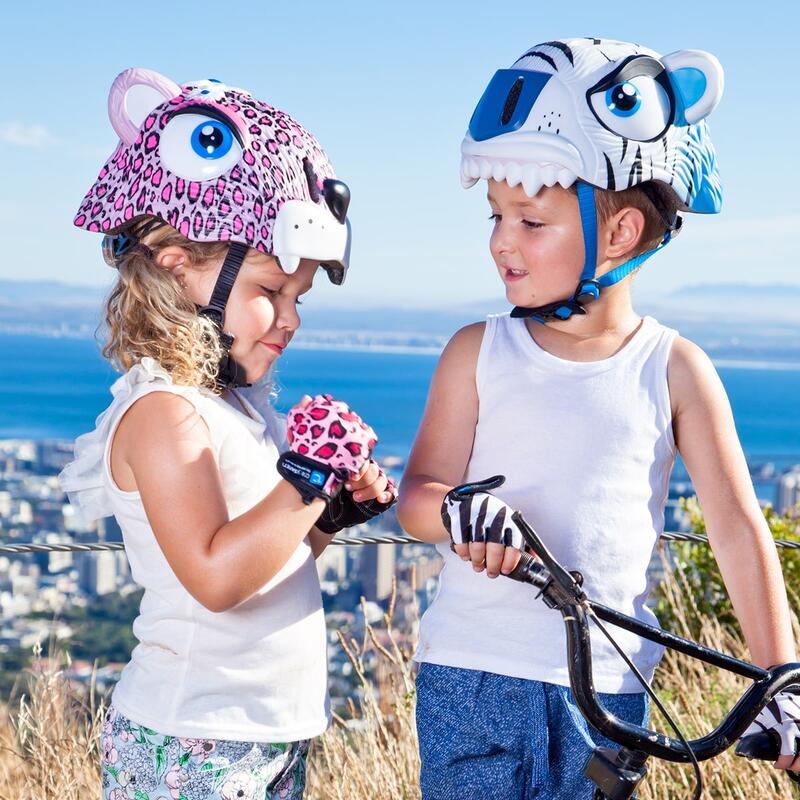 Casco de bicicleta para niños |Leopardo Rosa | Crazy Safety | Homologado EN 1078
