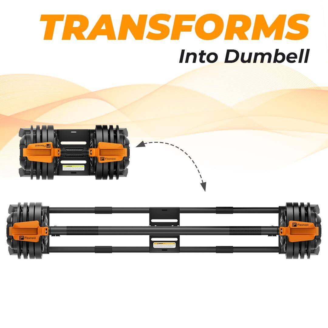 Flexnest 2kgs-19kgs Adjustable Barbell Weightlifting Bar with 4 Pairs Free Weight Plates -  2