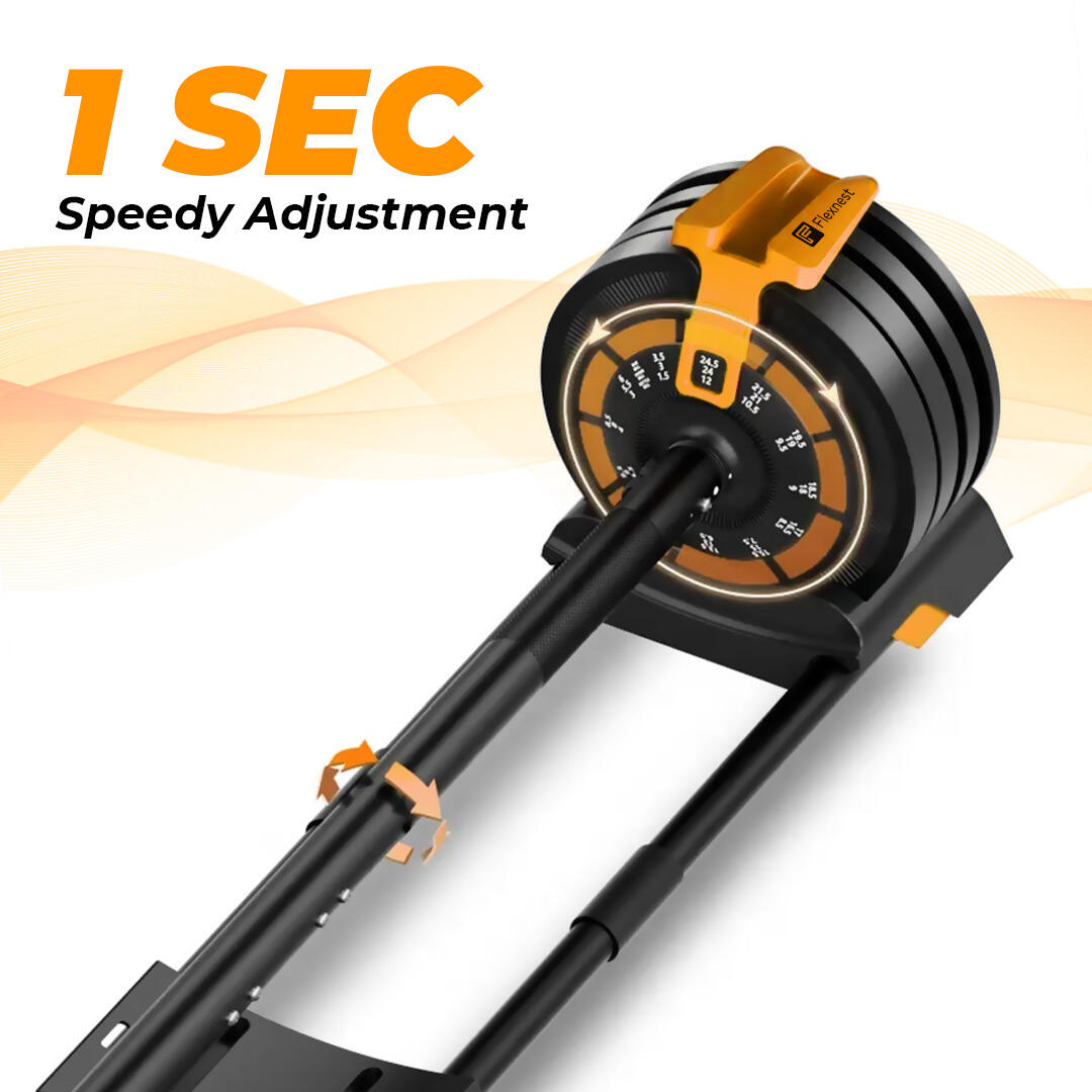 Flexnest 4kgs-24kgs Adjustable Barbell Weightlifting Bar with 4 Pairs Free Weight Plates