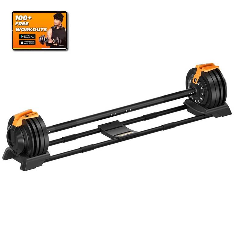 Flexnest 4kgs-24kgs Adjustable Barbell Weightlifting Bar with 4 Pairs Free Weight Plates