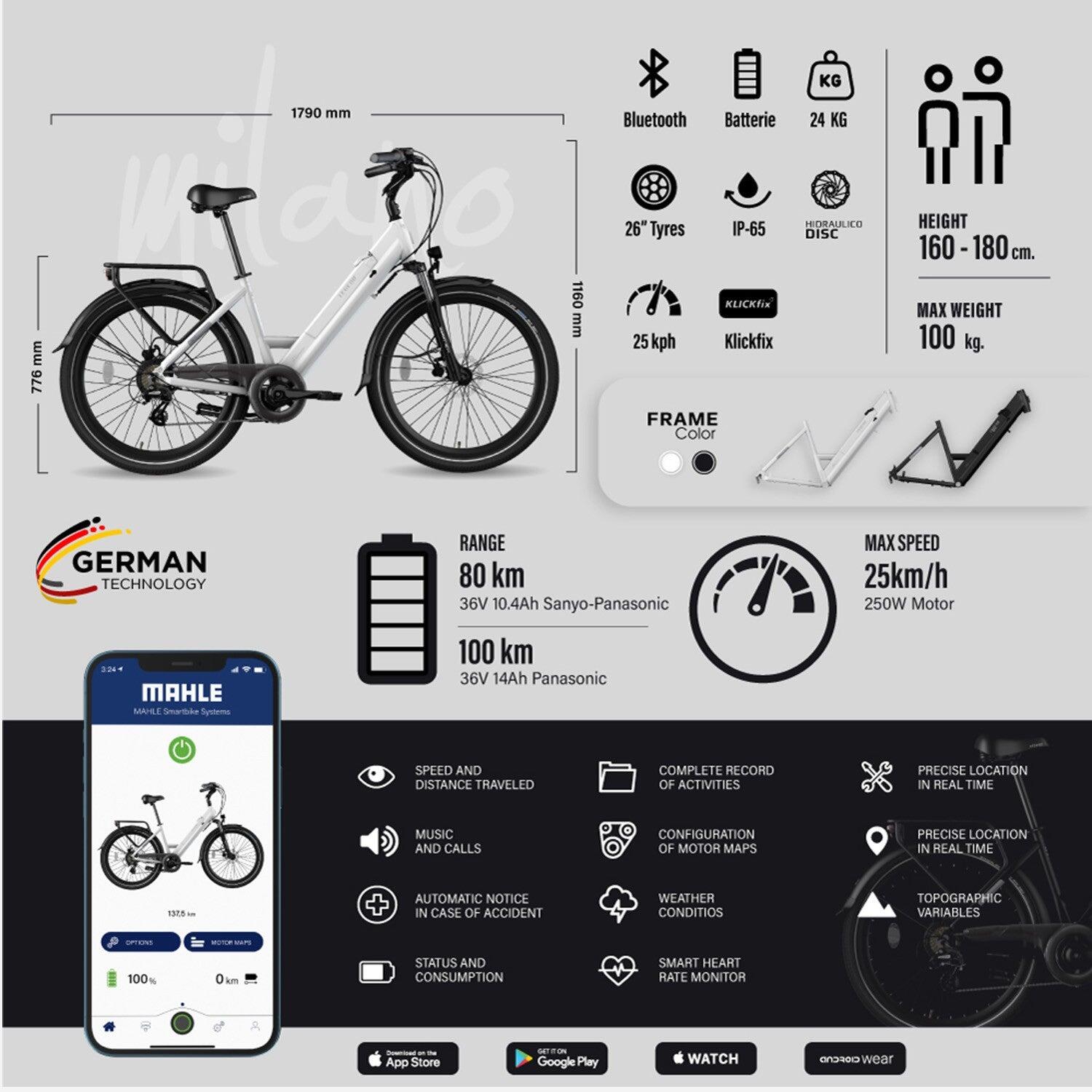 E-Bike E-Citybike Tiefeinsteiger - Legend Milano 26" 14 Ah Schwarz 7/9