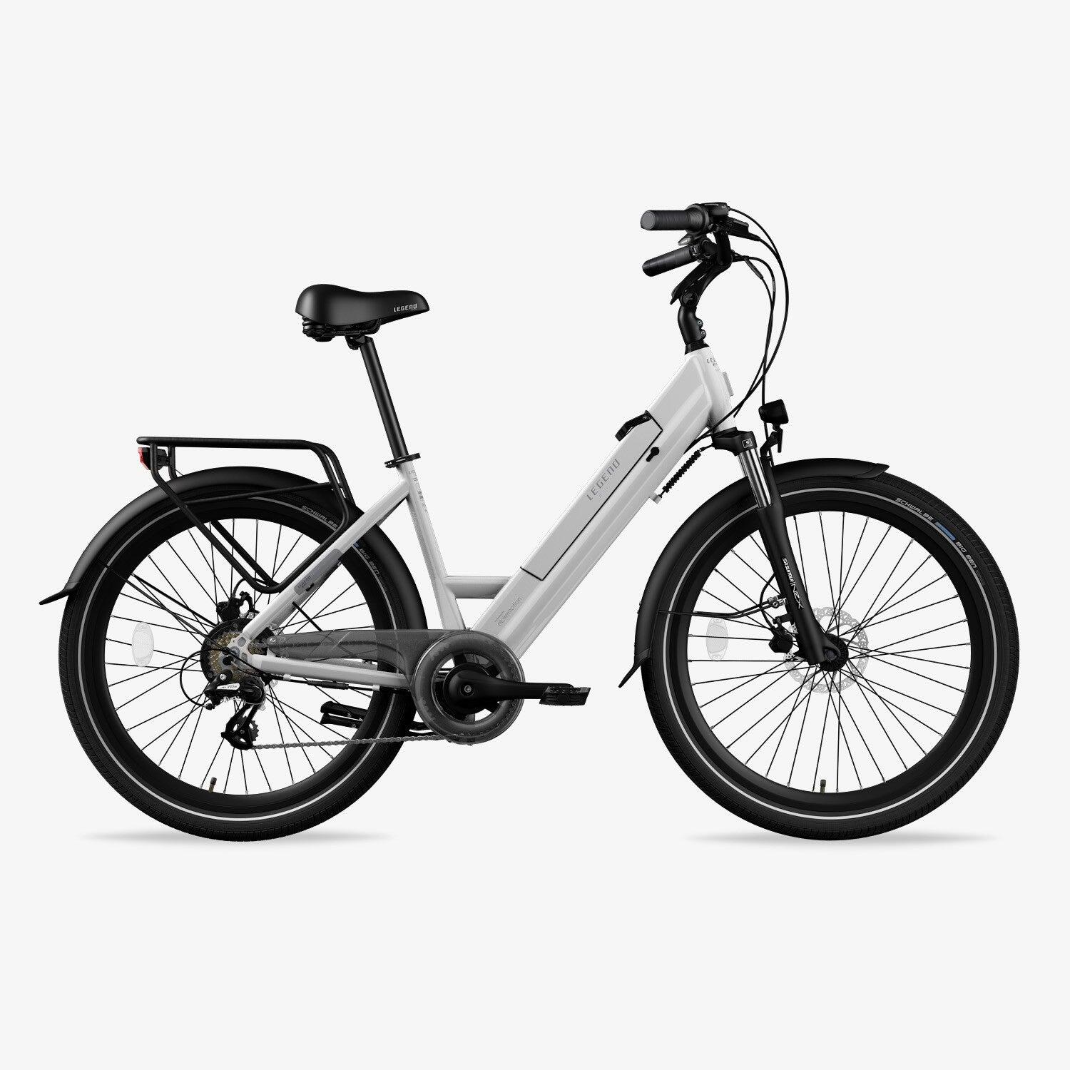 RECONDITIONED - 26" Electric Bike - Legend Milano 14Ah White - VERY GOOD CONDITION