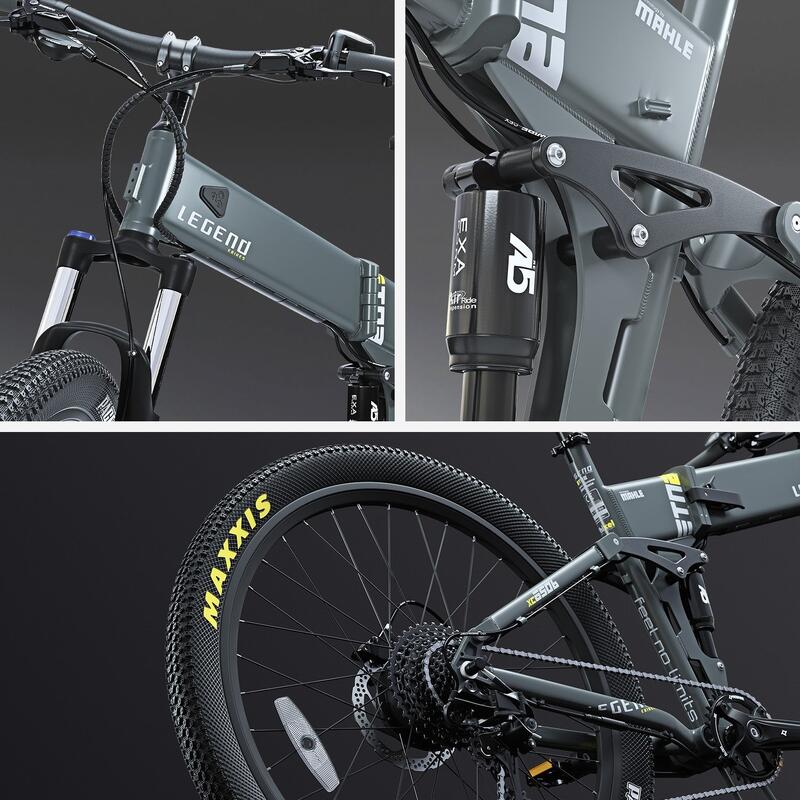 Bicicleta eléctrica MTB plegable 27.5" Smartbike - Legend Etna 10.4Ah Gris