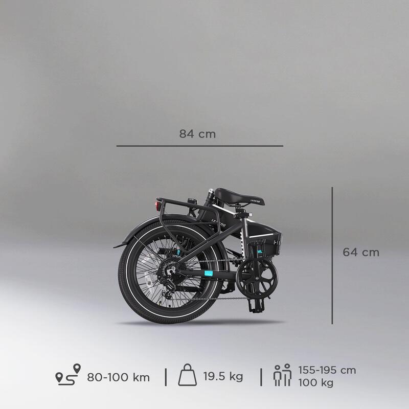 Bicicleta eléctrica plegable 20" Smartbike - Legend Monza 10.4Ah Negro Onyx