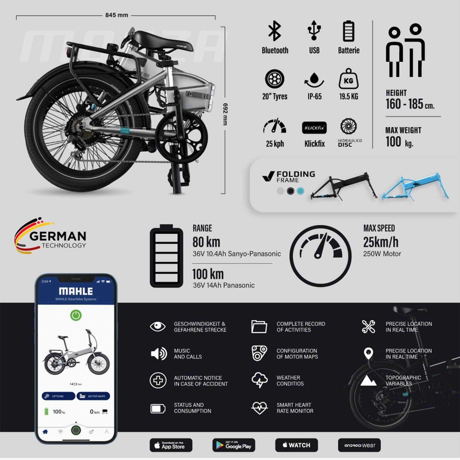 Tweedehands - eBike vouwfiets - Legend Monza 14Ah Zwart - Zeer goede staat 7/9