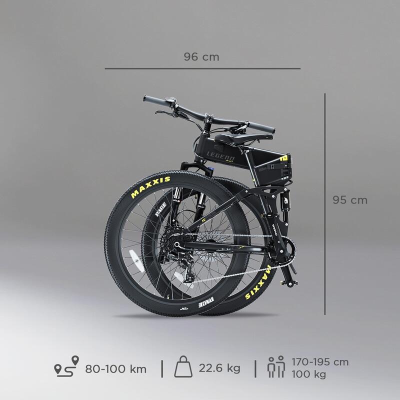 27,5" Bicicletă electrică de munte pliabilă - Legend Etna SR 14Ah Negru